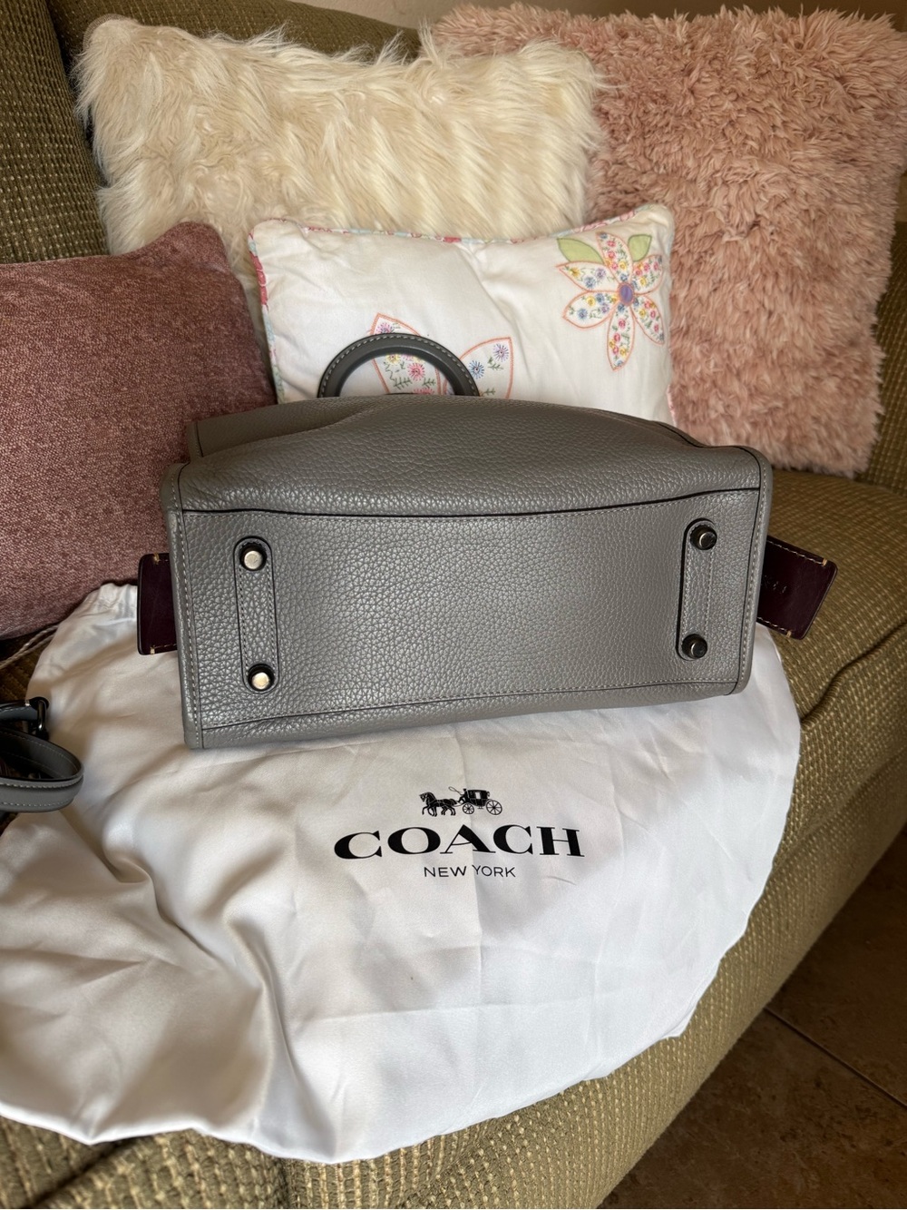 Coach 2nd Generation 1941 Rogue 31 Handbag Heather Grey/Oxblood Suede EXCELLENT - Picture 5 of 16